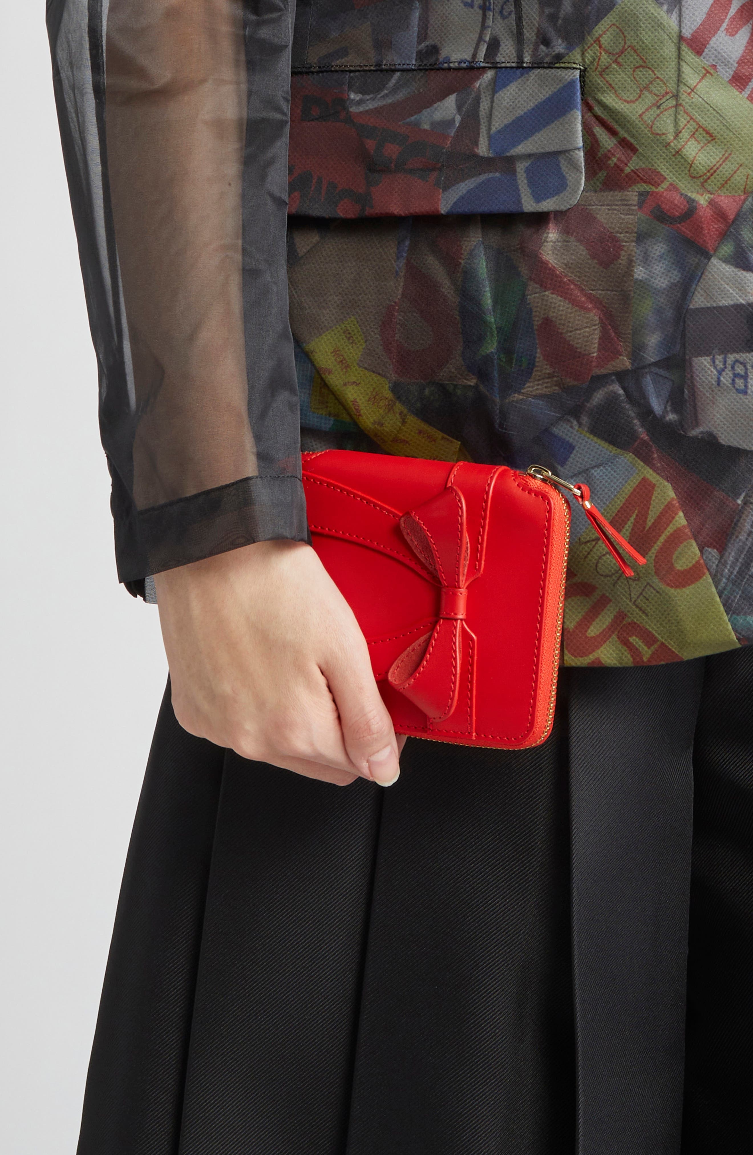 Comme des Garçons Wallets Big Bow Leather Zip Wallet in Red at Nordstrom - 3