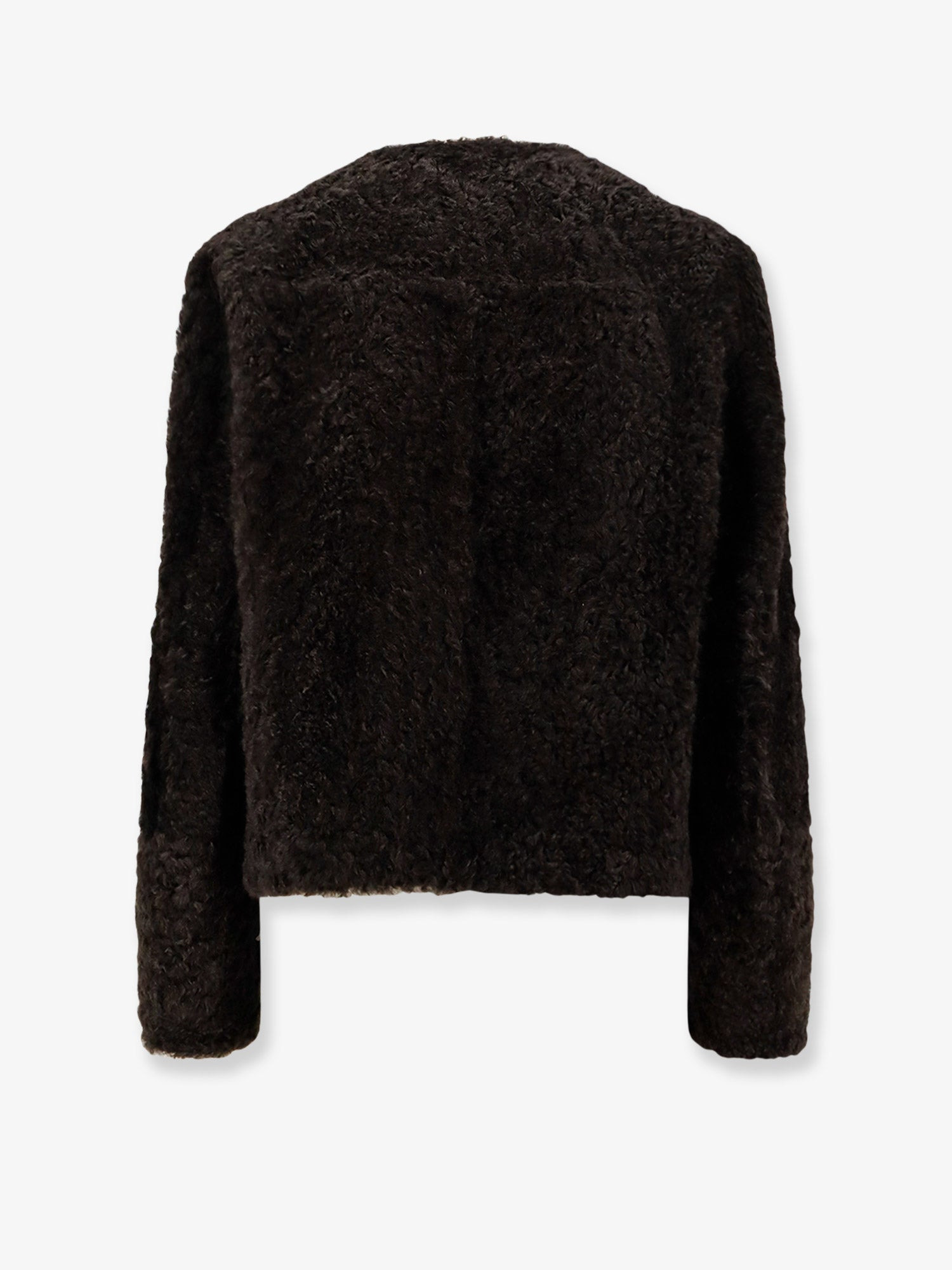 Reversible Fuzzy Shearling Caban Crop - 2