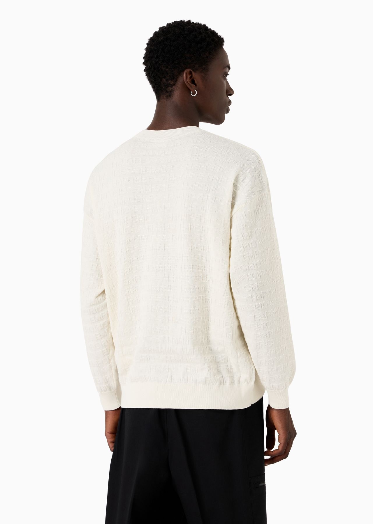 Cotton jumper with all-over jacquard lettering - 3