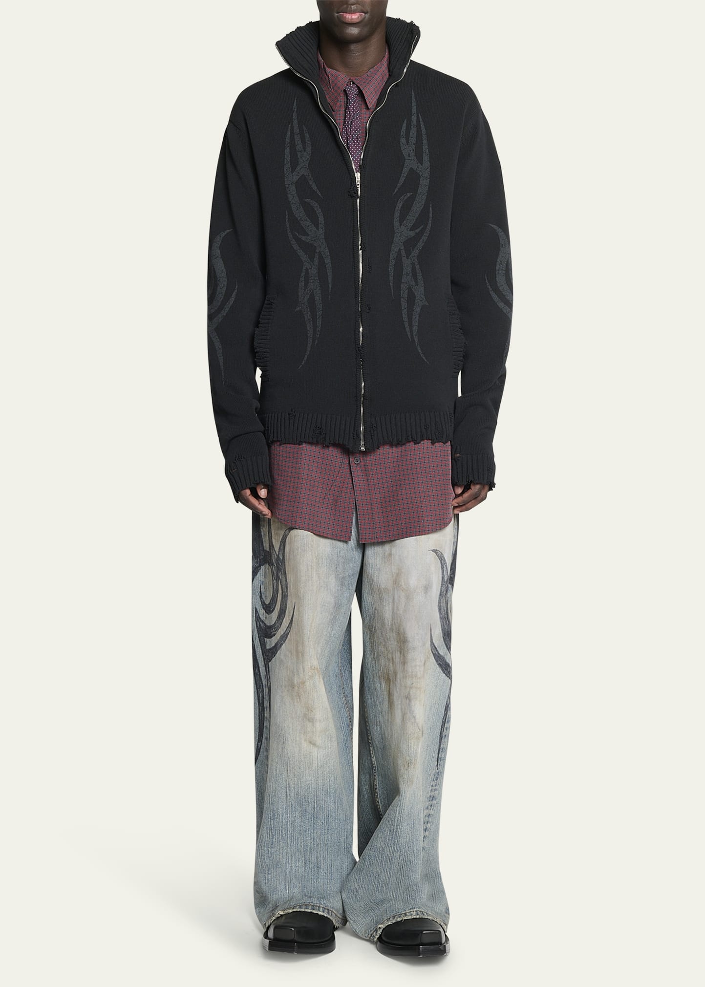 Men's Tribal Zip Cardigan - 2