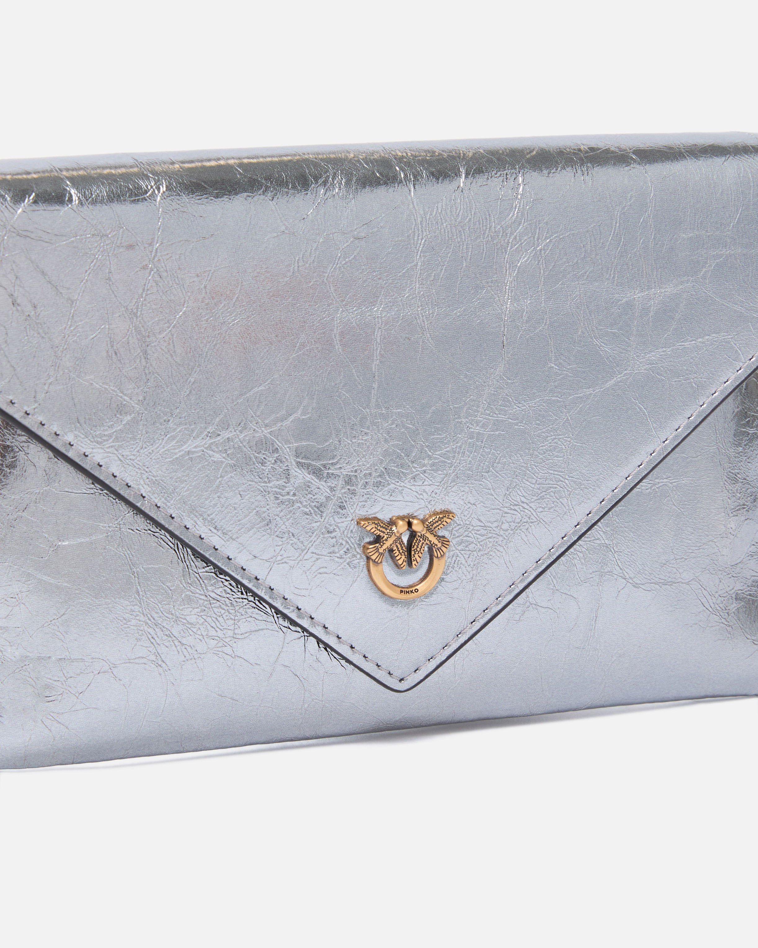 METALLIC LEATHER POUCH WITH LOVE BIRDS LOGO - 3