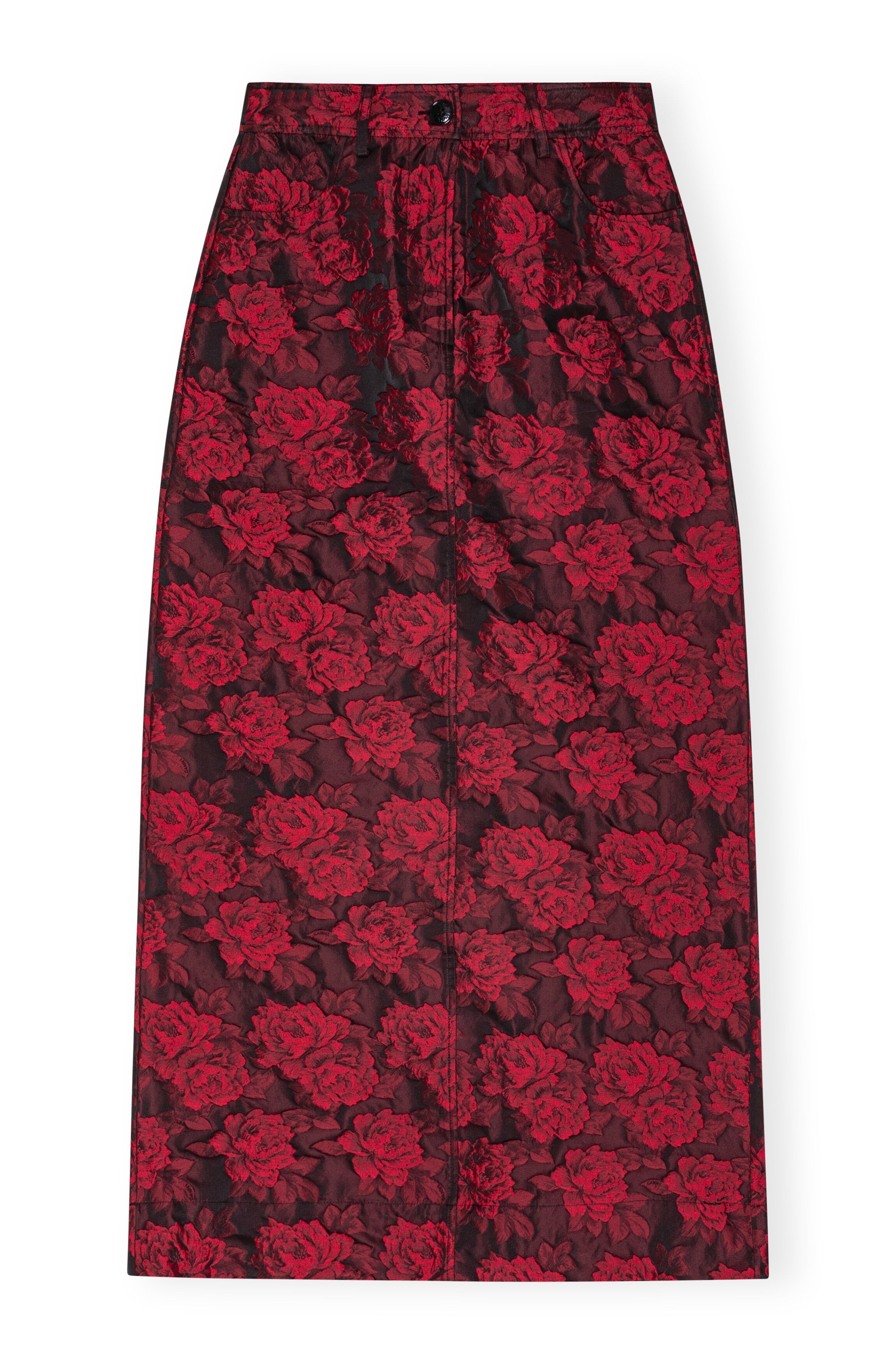 RED BOTANICAL JACQUARD LONG SKIRT - 5