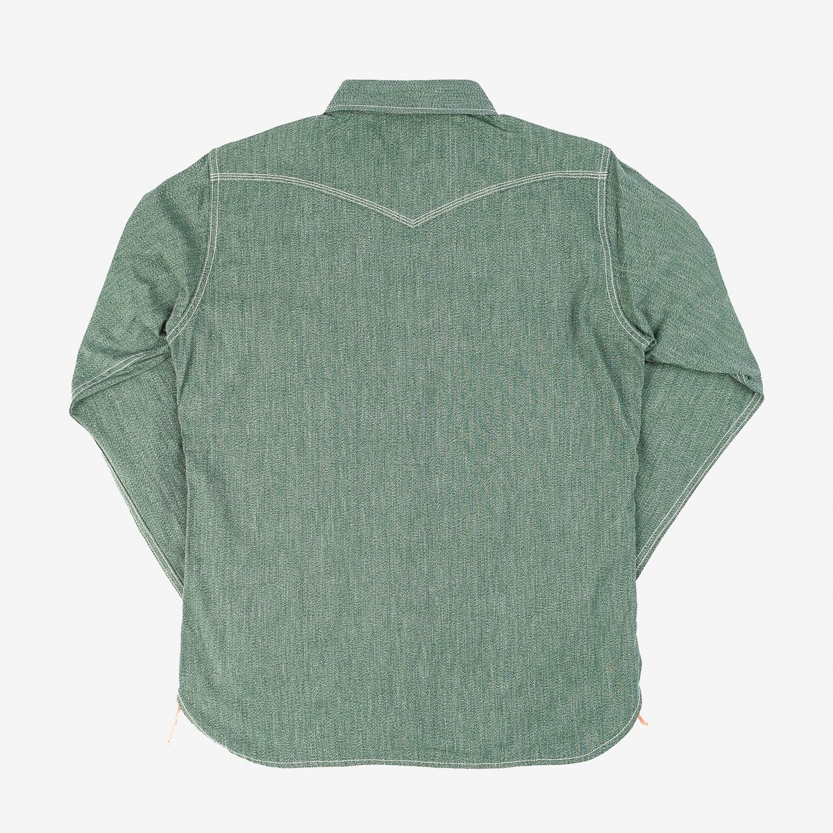 IHSH-289-GRN 10oz Mock Twist Selvedge Chambray Western Shirt - Green - 4