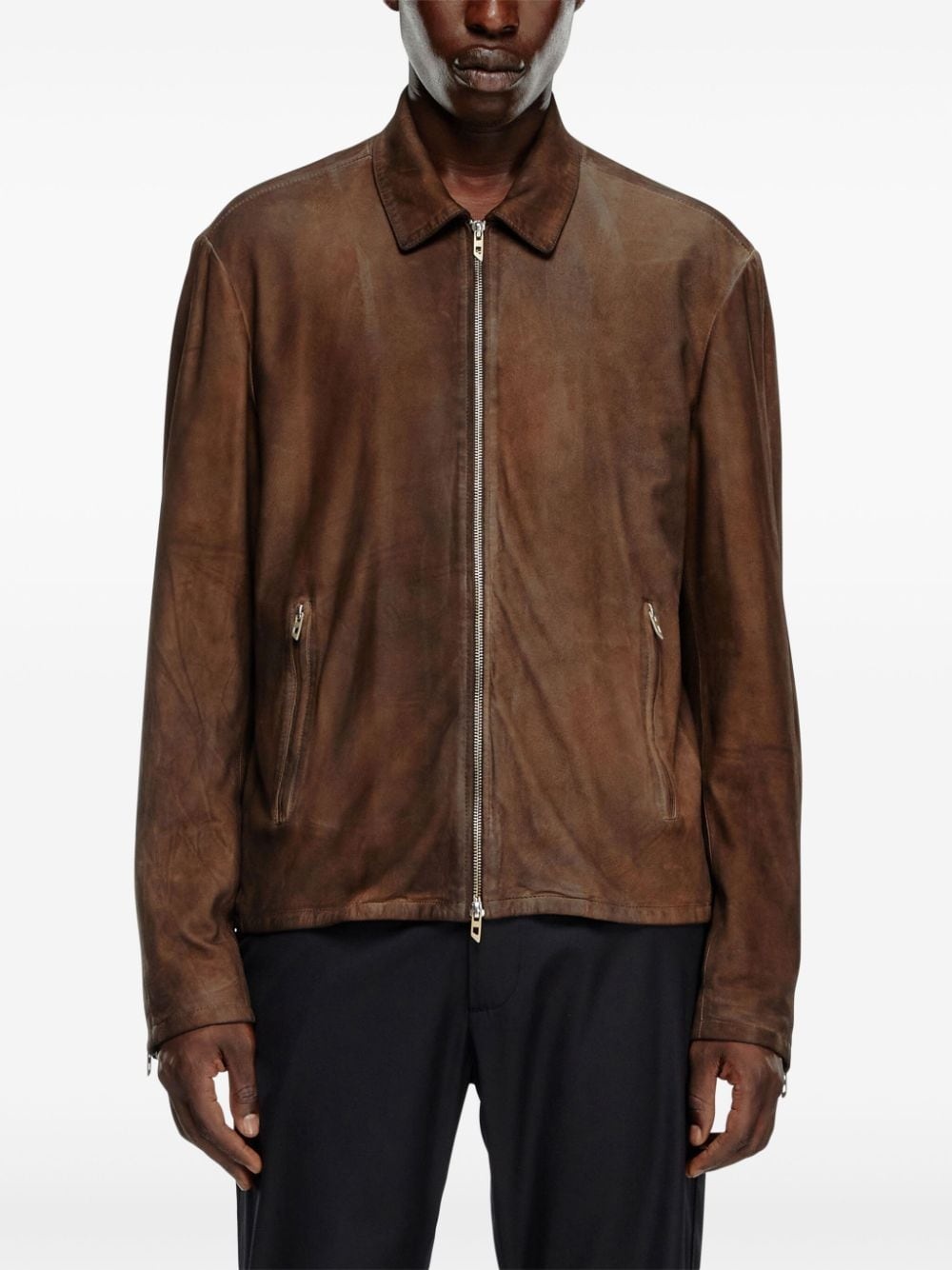 L-Crombe zip-up leather jacket - 3