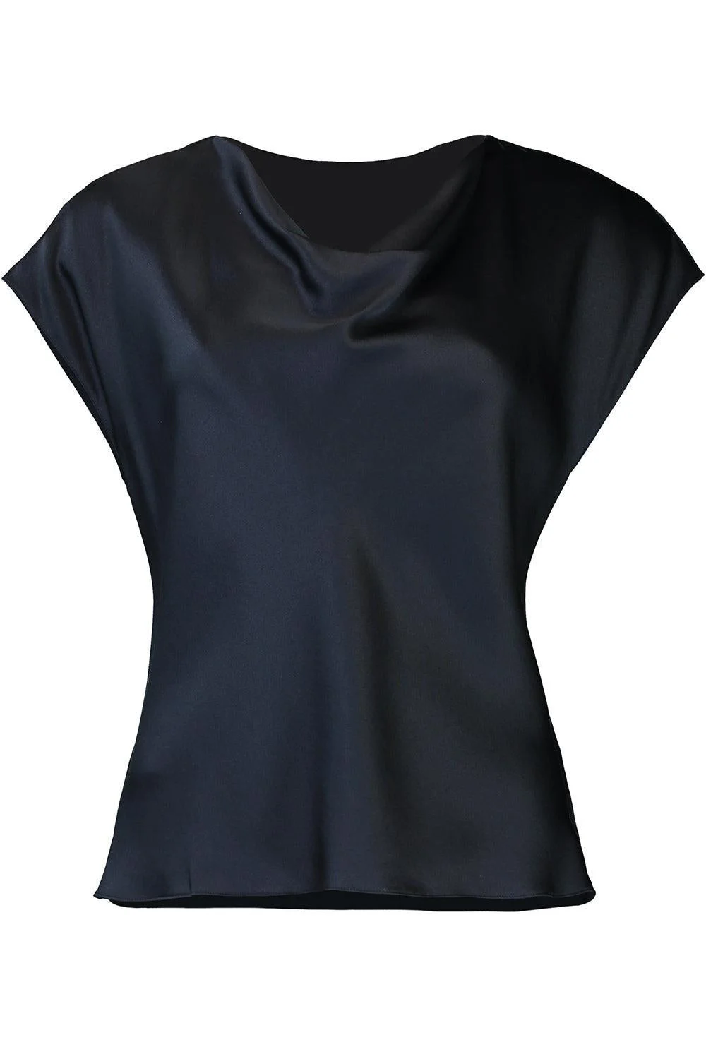 Cowl Neck Cap Sleeve Blouse - Coastal Blue - 1