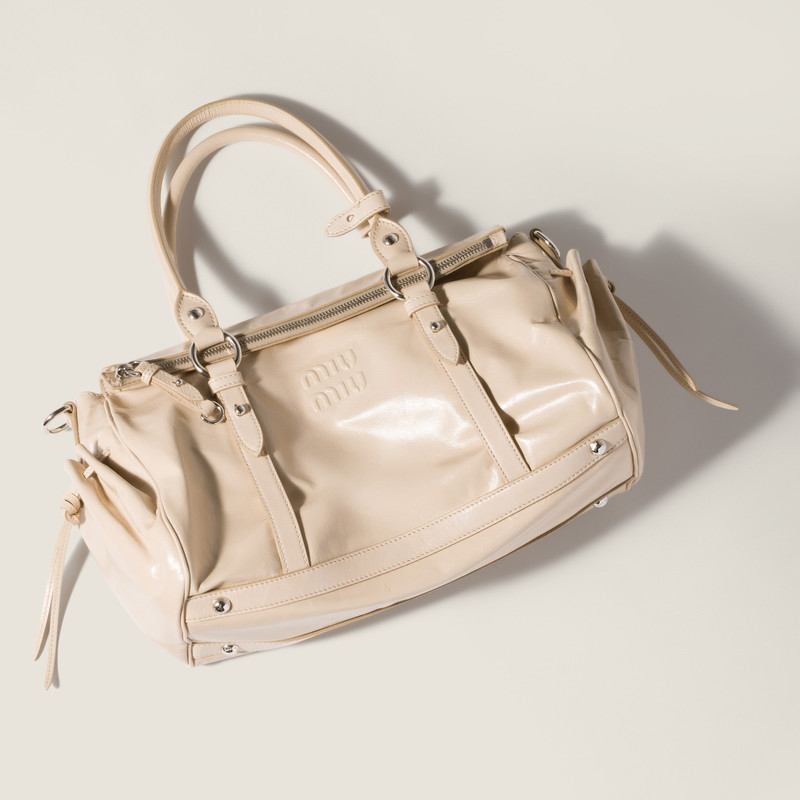 Shiny leather handbag 5