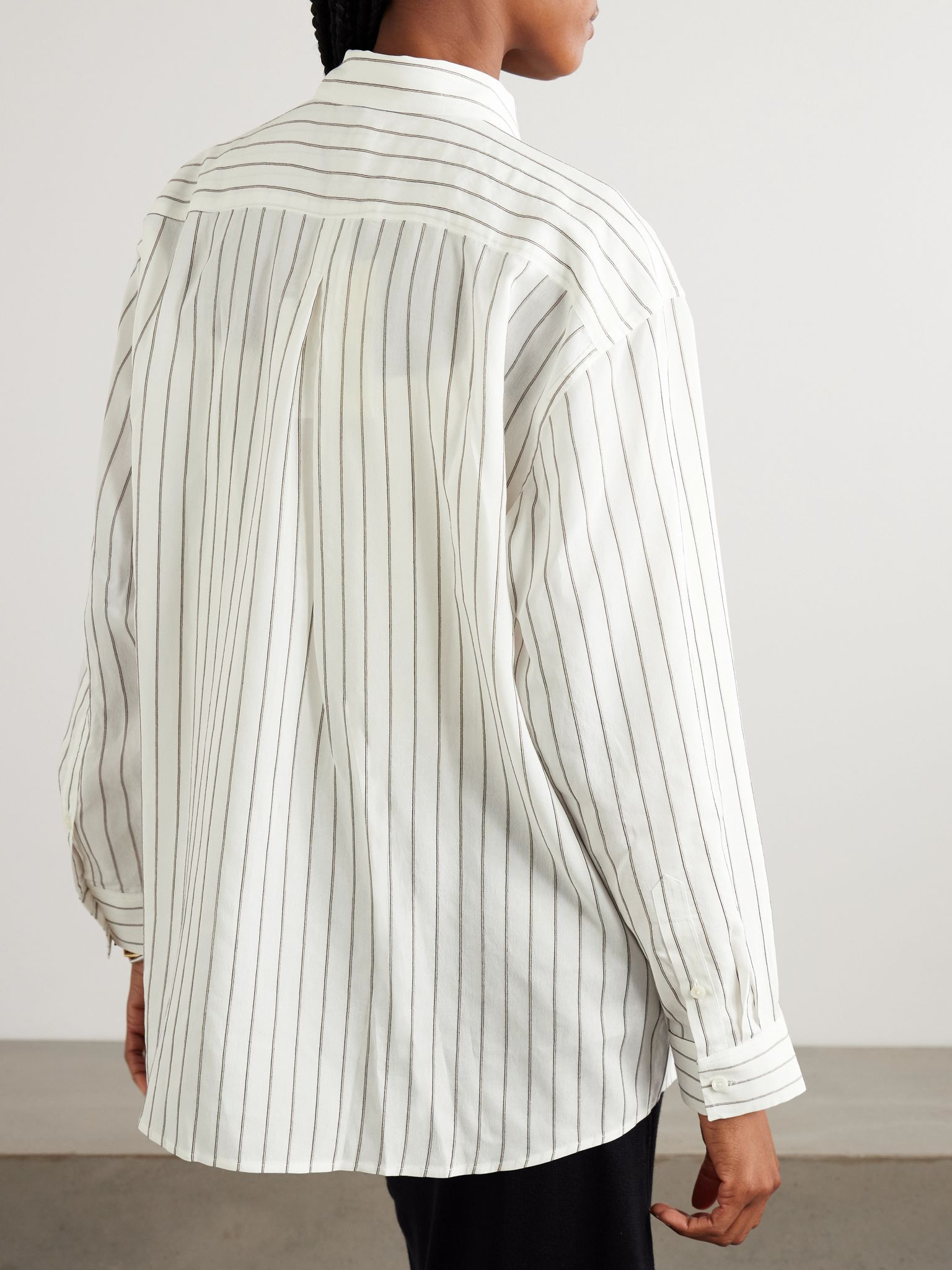 Striped voile shirt White - 4