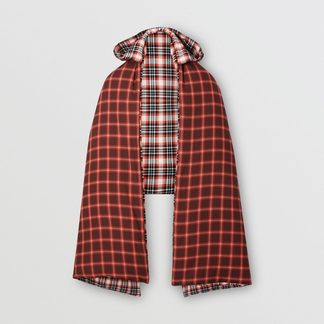 Reversible Tartan Cotton Puffer Poncho - 9