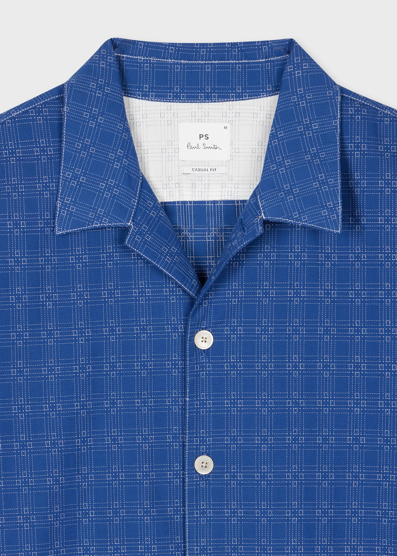 Paul Smith Casual-Fit Cotton Blue 'Geometric' Shirt outlook