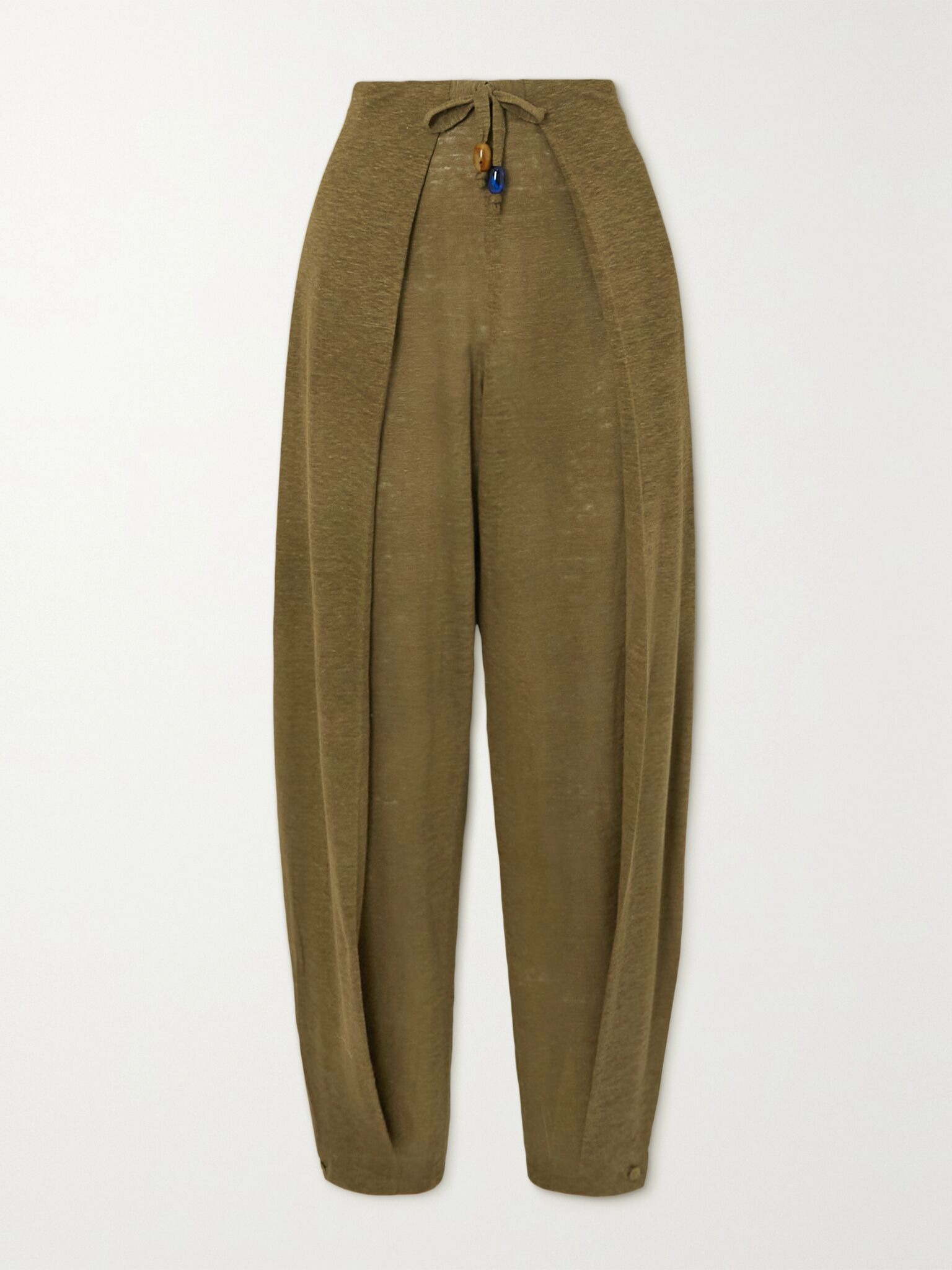 Linen tapered pants Dark green - 1