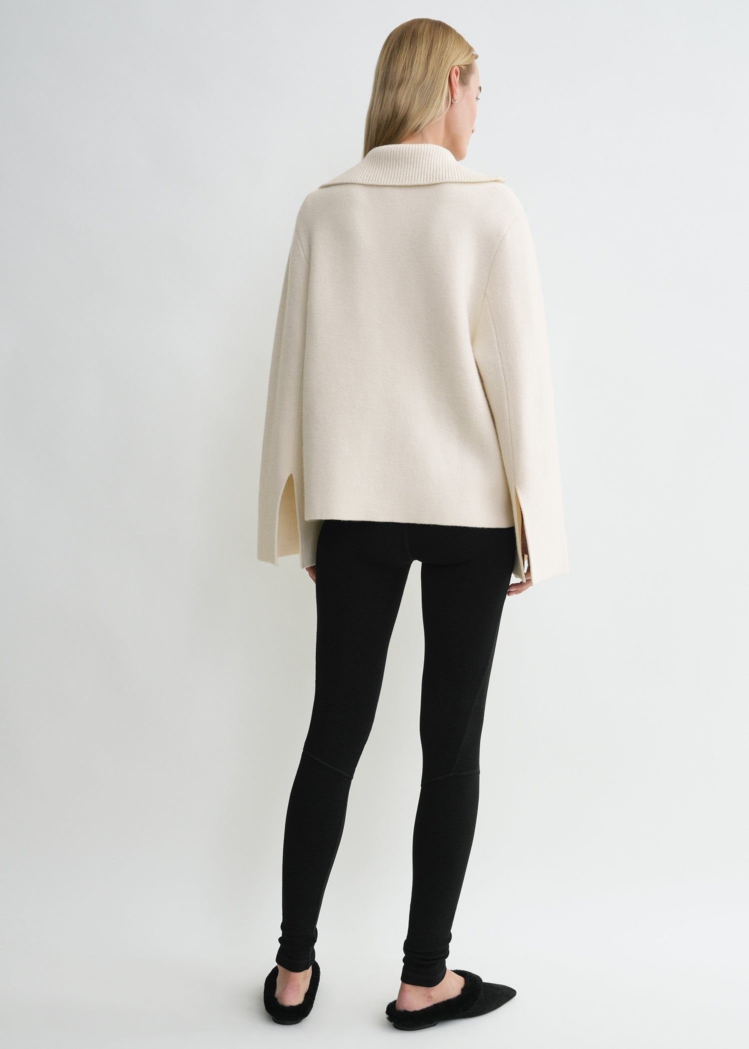 Double-knit zip sweater off-white - 4