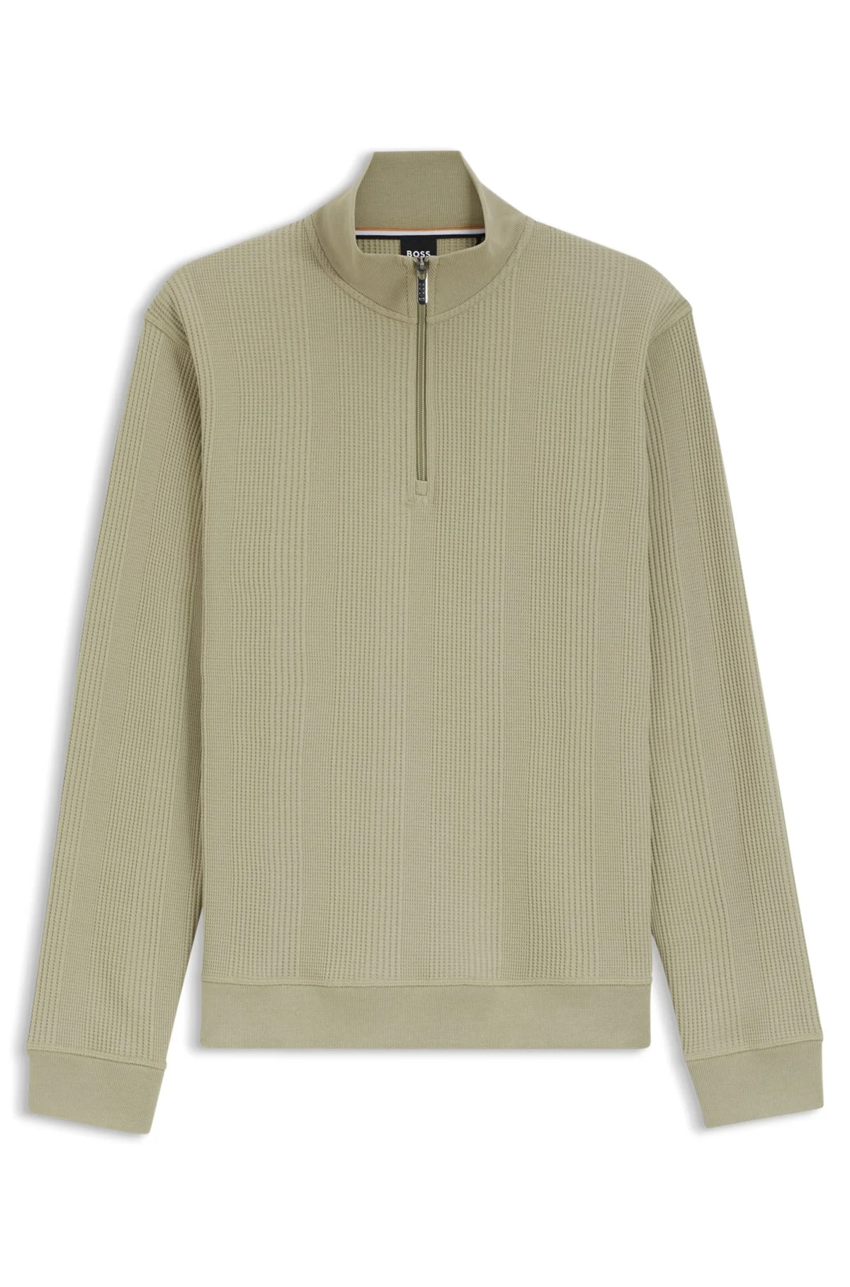 COTTON-BLEND ZIPPER-NECK SWEATSHIRT WITH WAFFLE STRUCTURE - 1