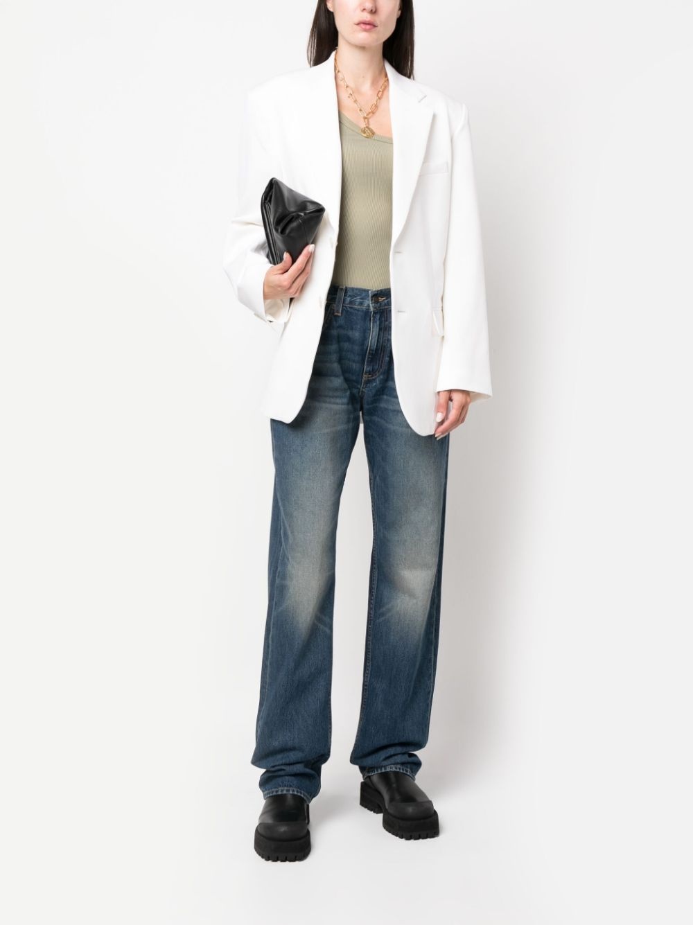 shoulder-pads single-breasted blazer - 2