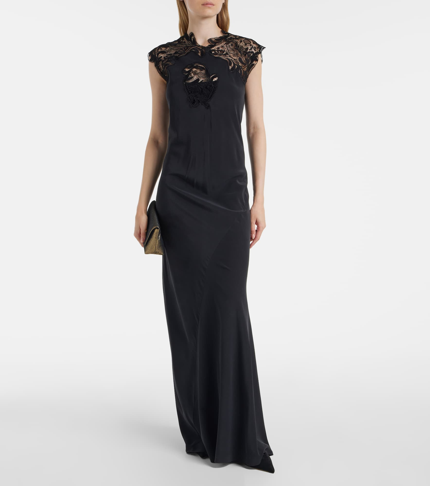 Lace-trimmed silk gown - 2