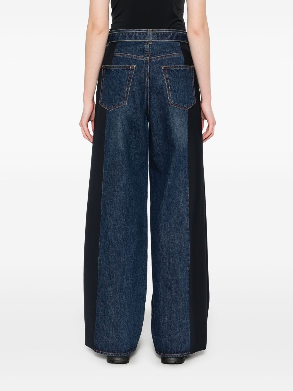 contrast-panel wide-leg jeans - 4