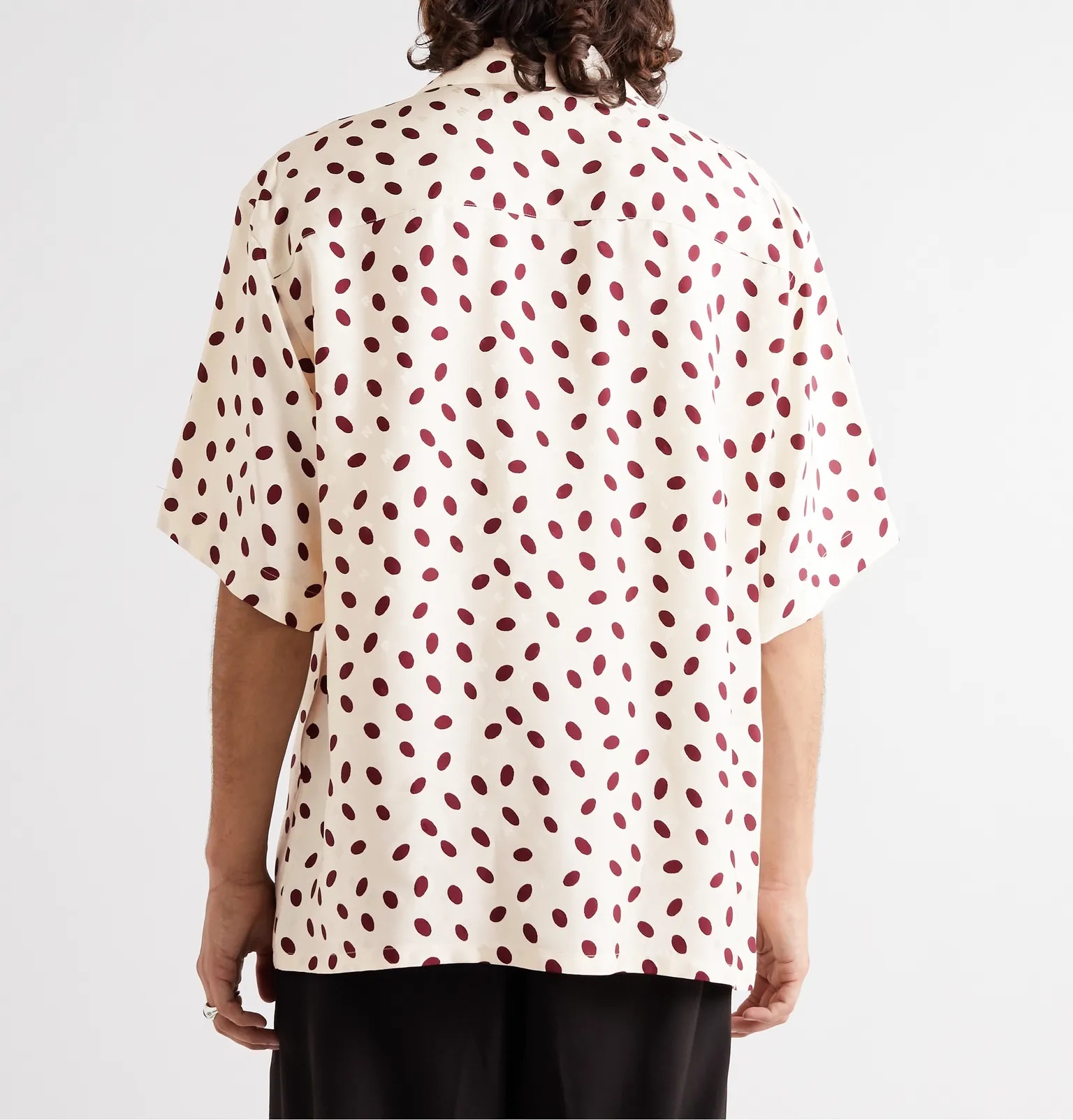 Convertible-Collar Polka-Dot Logo-Jacquard Shirt - 4