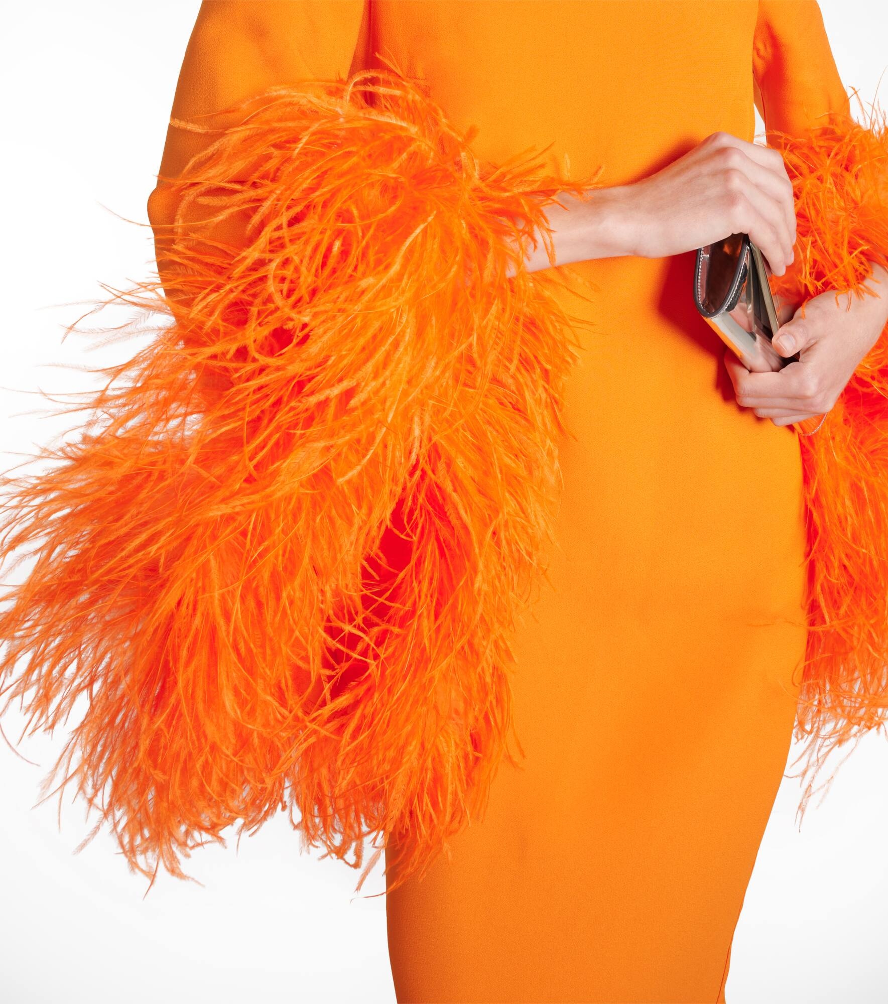 Del Lago feather-trimmed midi dress - 5