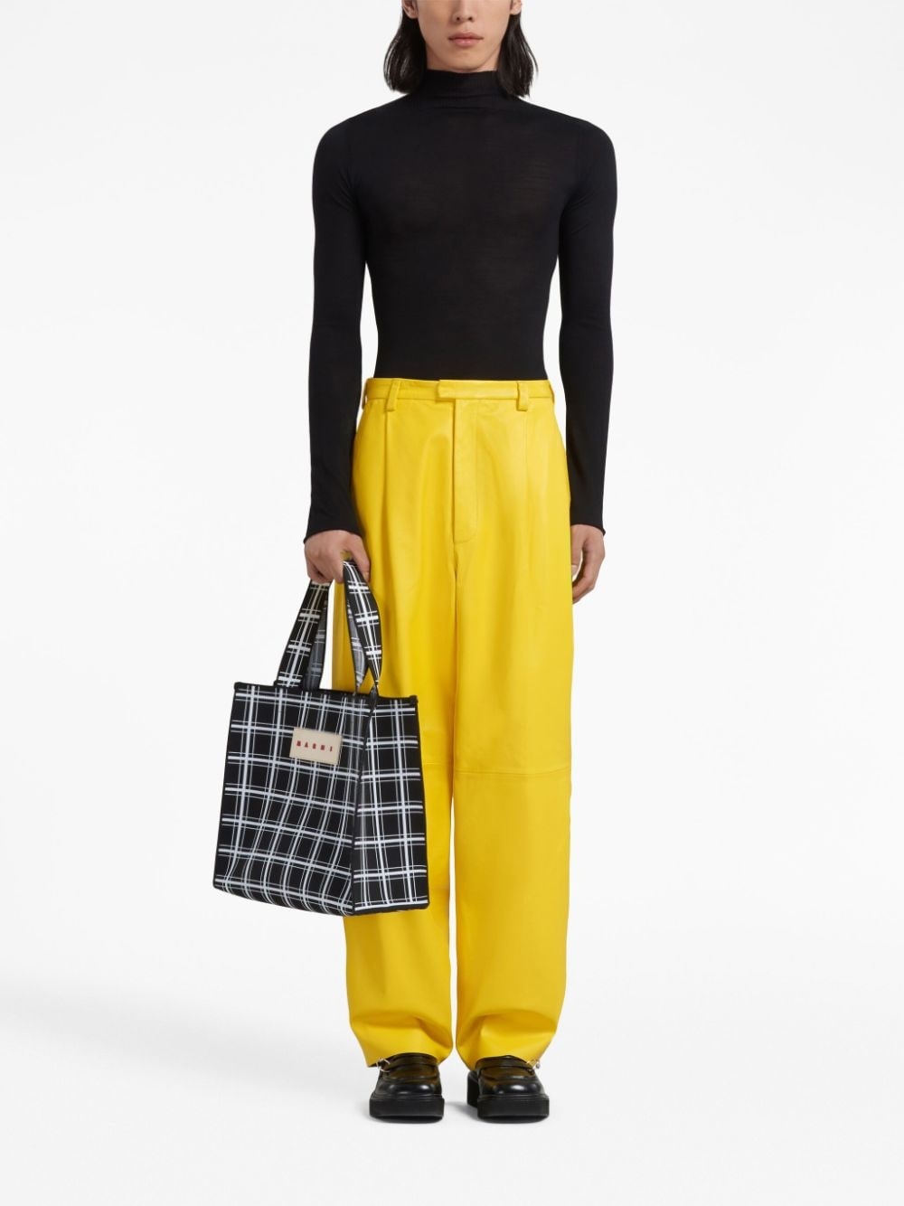 plaid logo-tag tote - 2