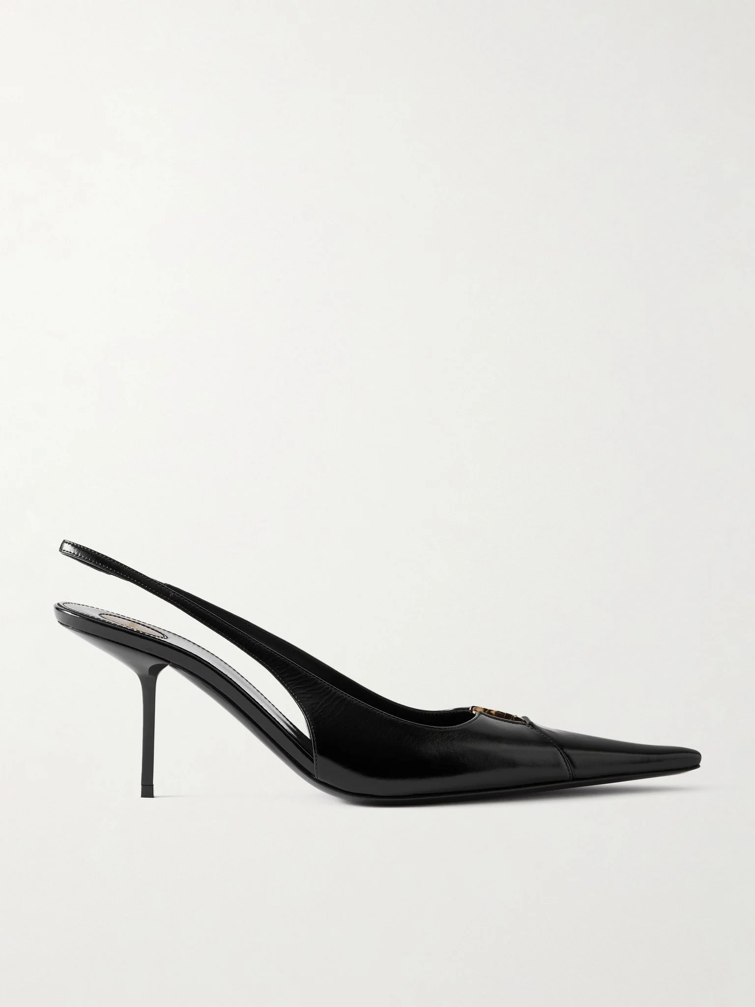 Babylone Cassandre-embellished glossed-leather slingback pumps Black - 1