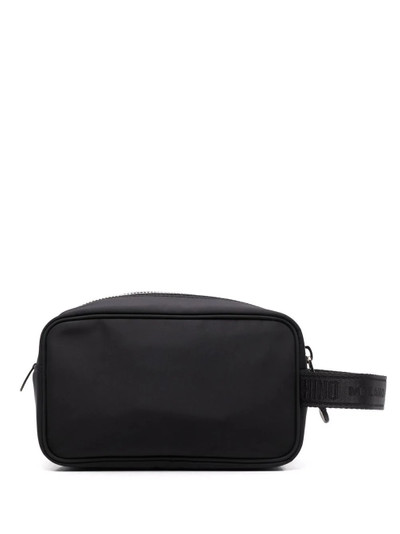 Moschino logo-patch two-tone wash bag outlook