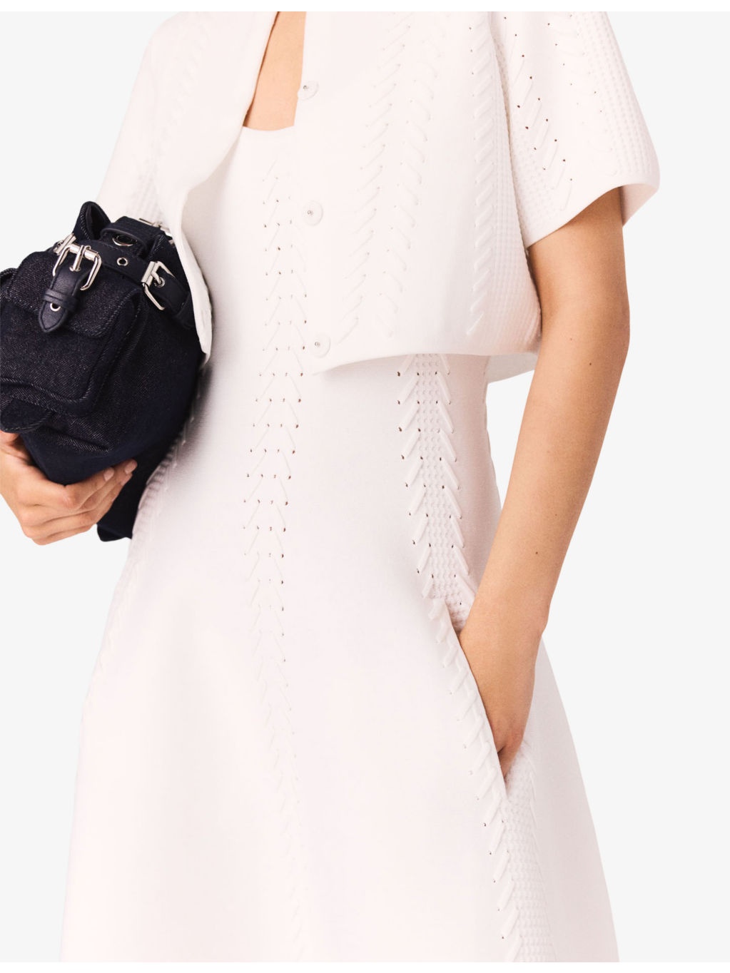 Cropped Round-Neck Short-Sleeve Knitted Cardigan - 5