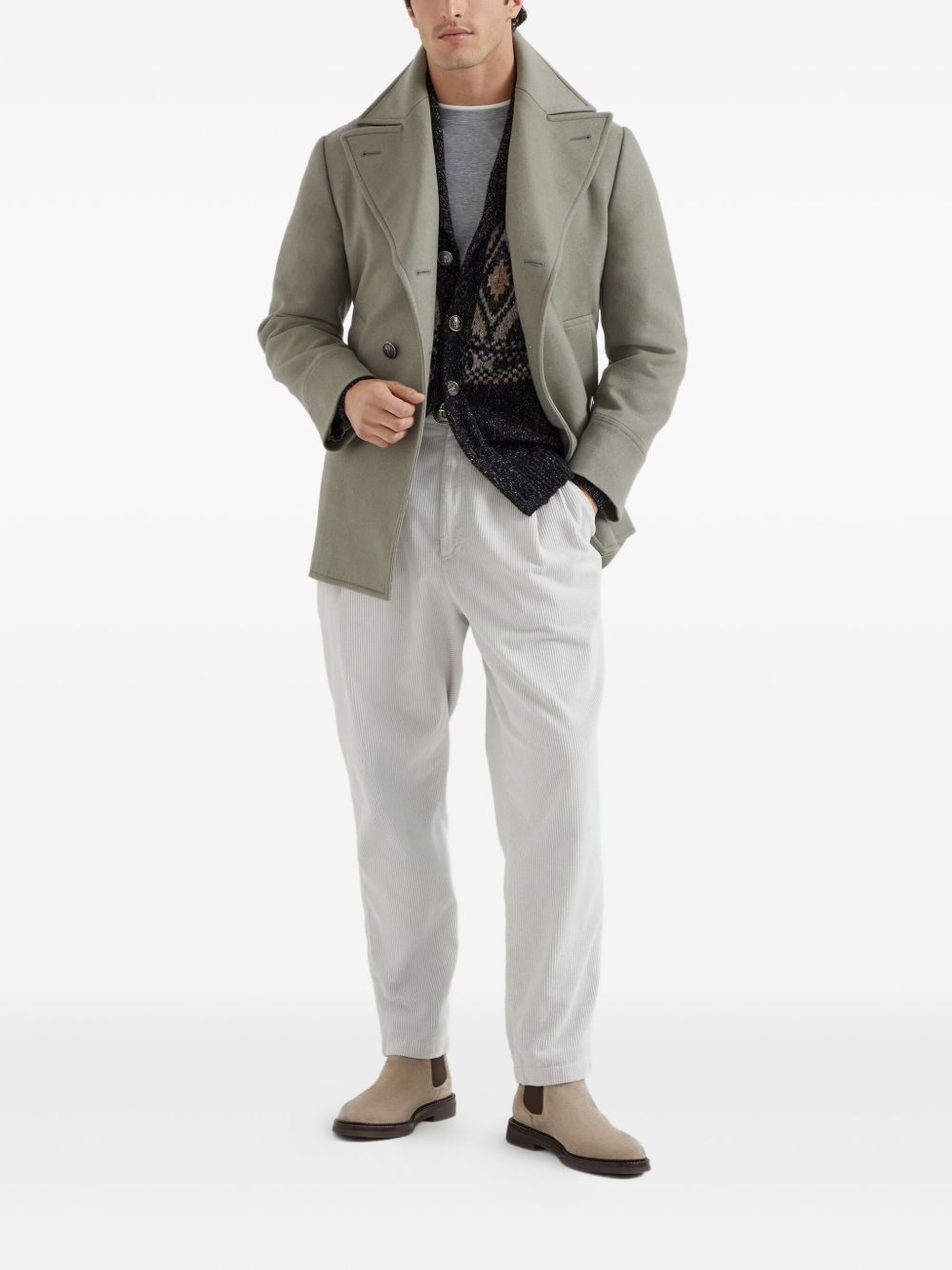 shawl-collar patterned cardigan - 2