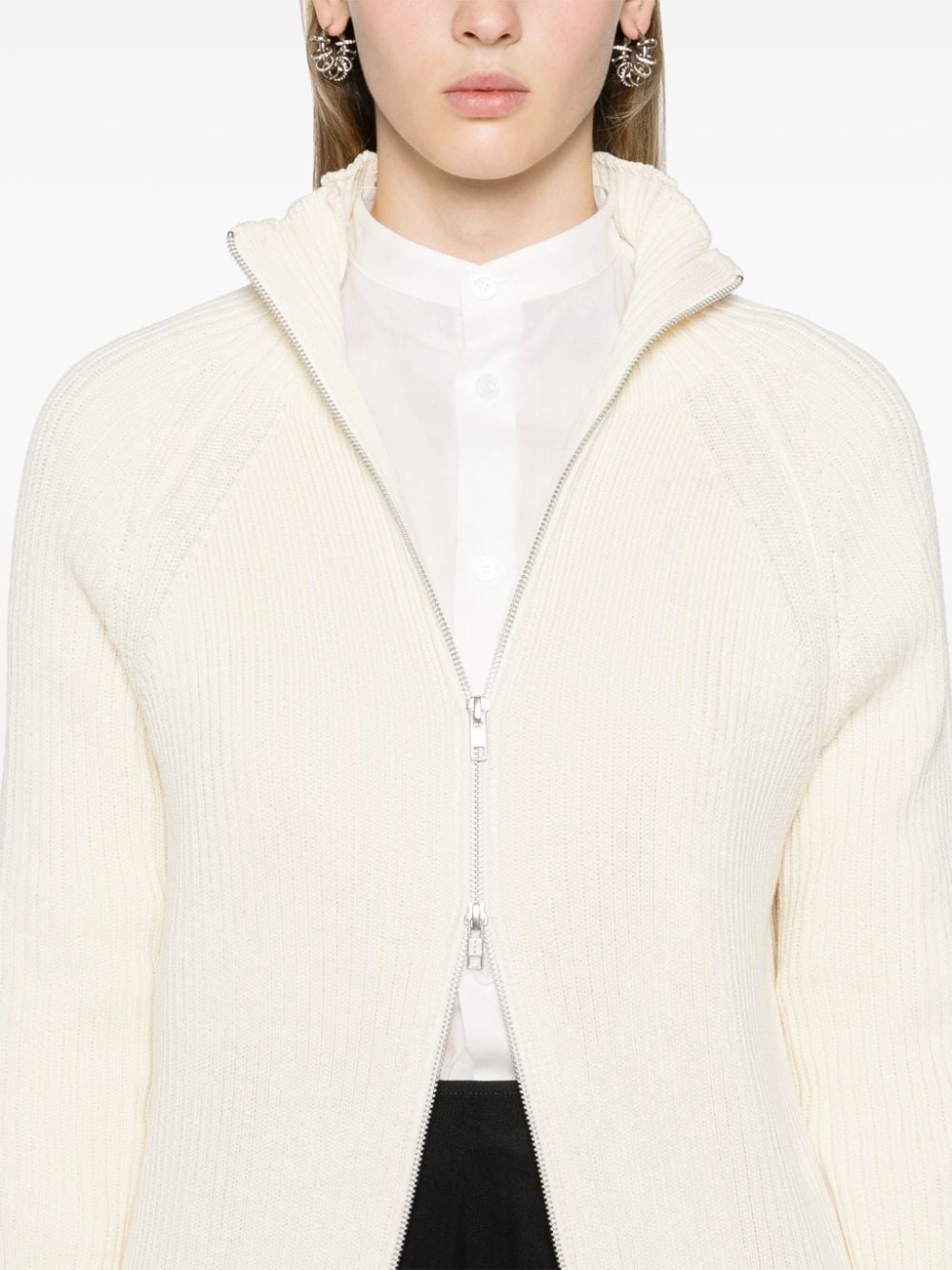 zip-up ribbed-knit cardigan - 5
