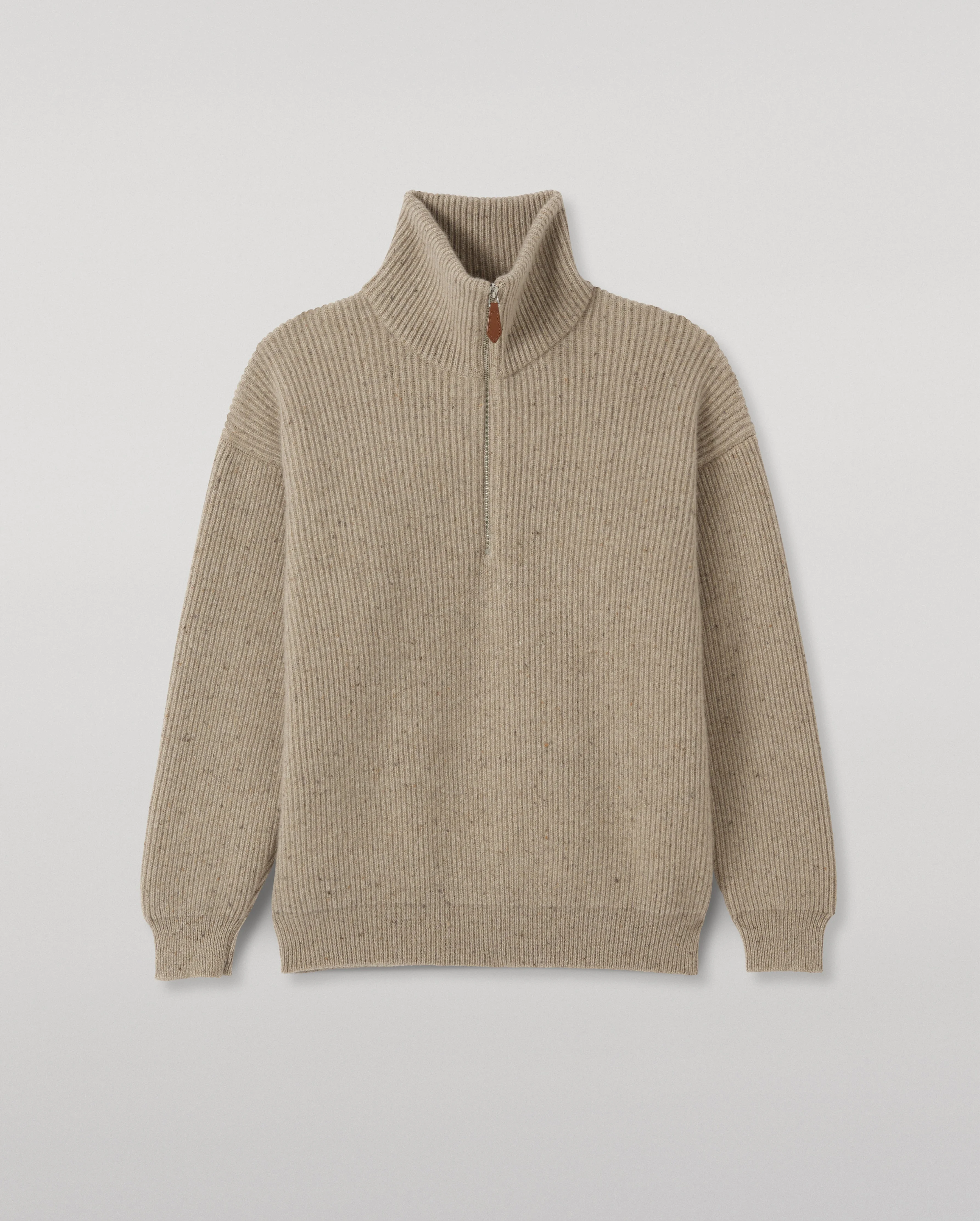 Kinnaird Natural Half Zip Donegal Cashmere Jumper - 1