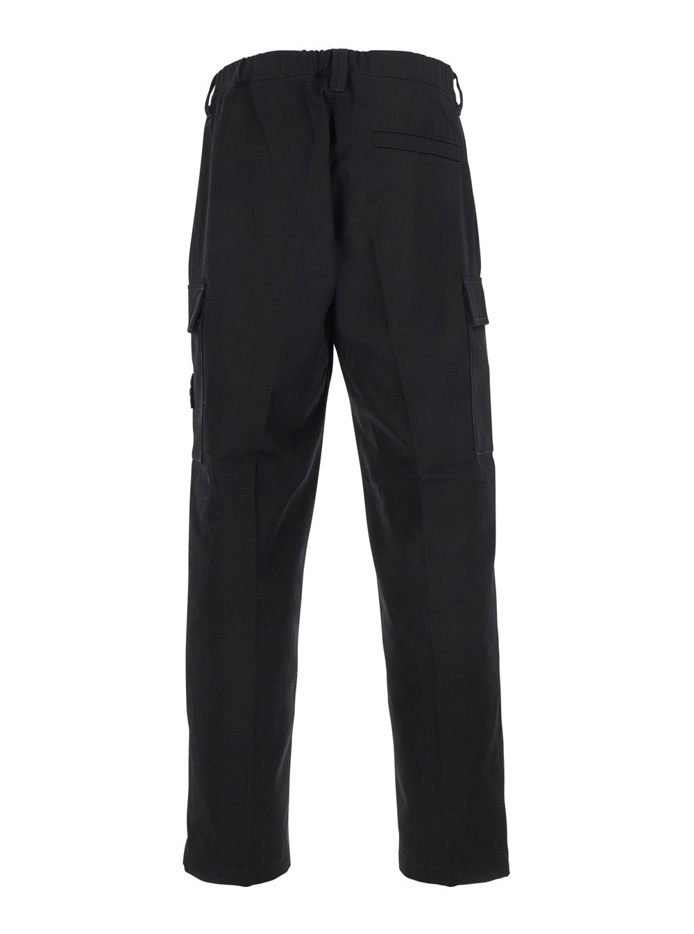 Stone Island Men Black Pants With Logo Patch On The Side And Belt Loops In Cotton Man - 2