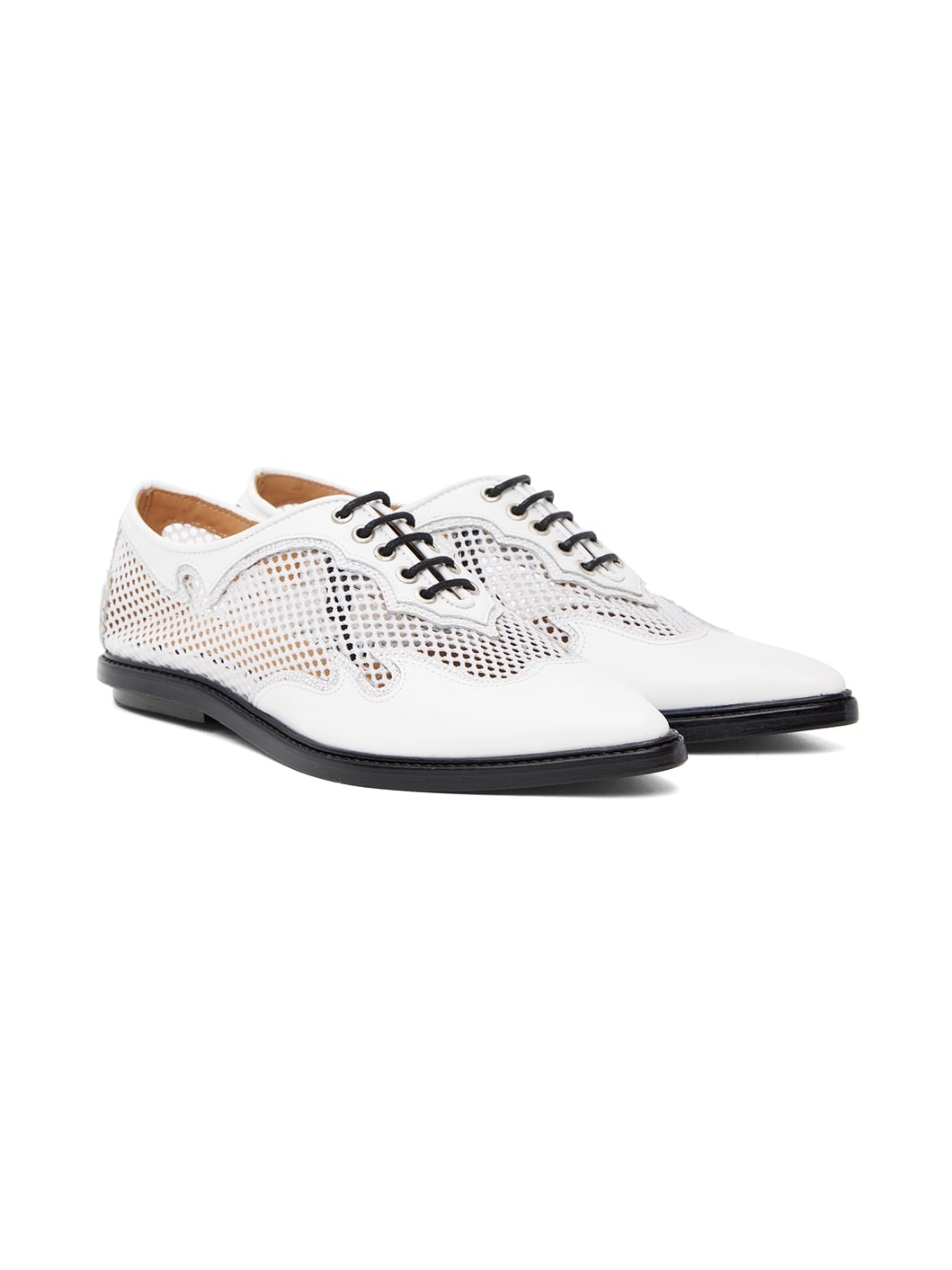 White Lace-Up Oxfords - 4