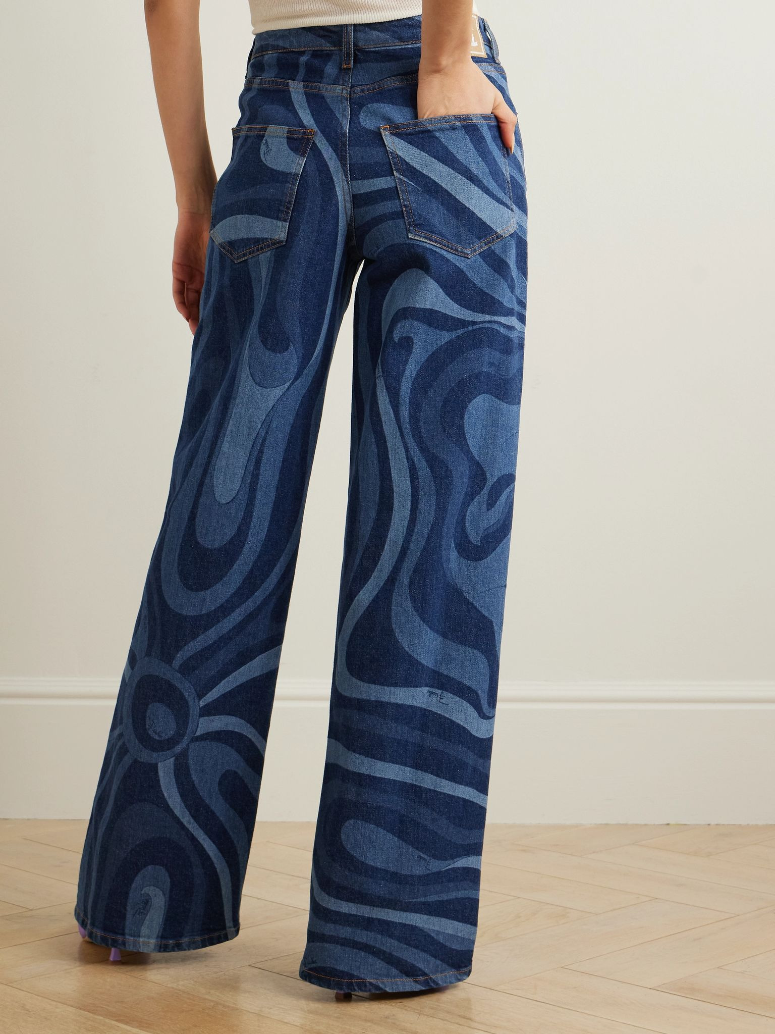 Marmo printed high-rise wide-leg jeans Blue - 4