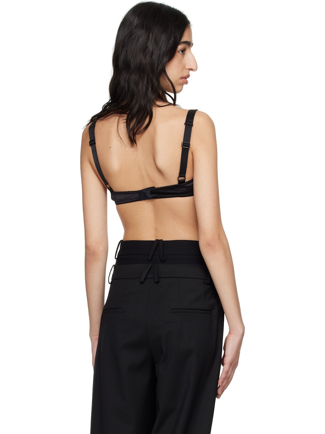 Black Satin Balconette Bra - 3