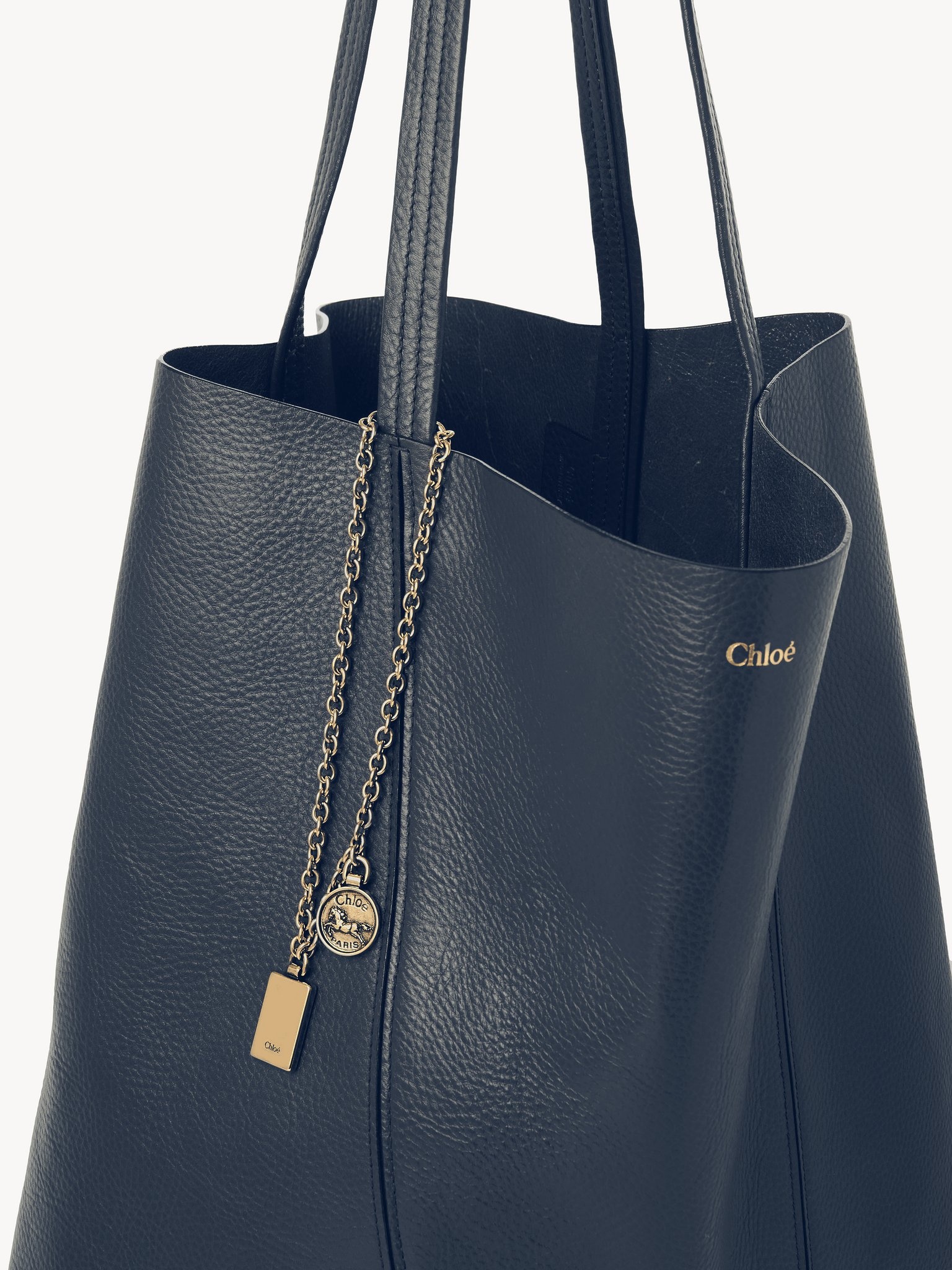 LARGE CHLOÉ SPIN TOTE BAG IN GRAINED LEATHER - 5