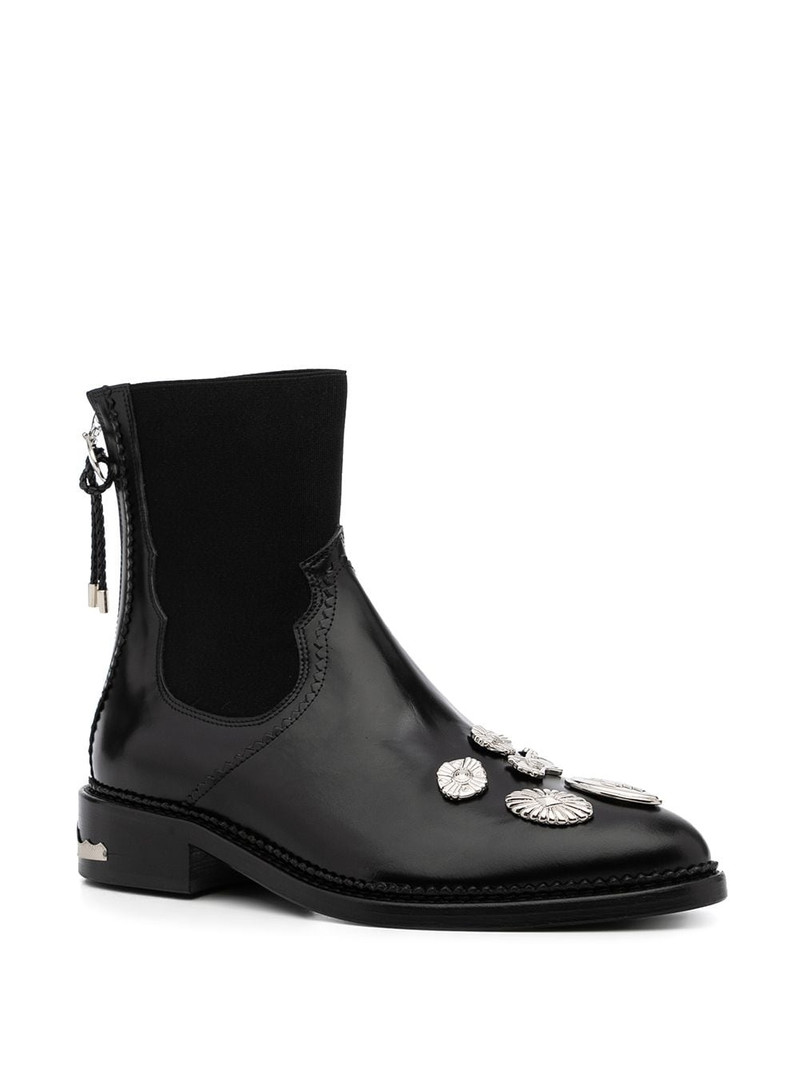TOGA PULLA mix-badge leather ankle boots outlook