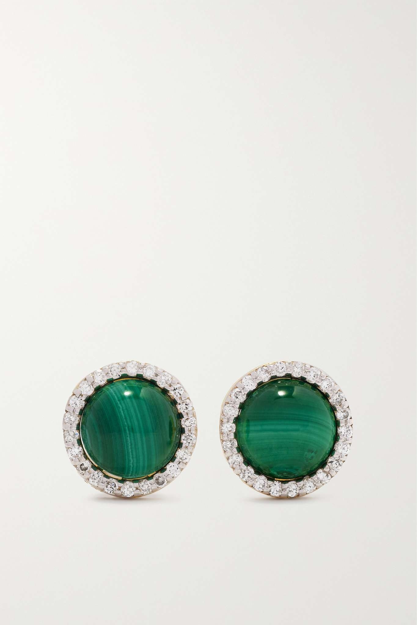 14-karat yellow and white gold, malachite and diamond earrings - 1