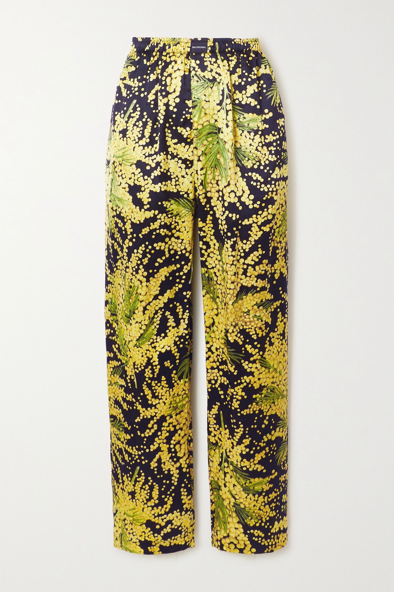 Floral-print silk-jacquard wide-leg pants - 1