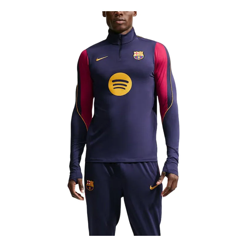 Nike x F.C. Barcelona Strike Dri-FIT Knit Drill T-Shirt 'Blackened Blue Mineral Yellow' II3253-401 - 1