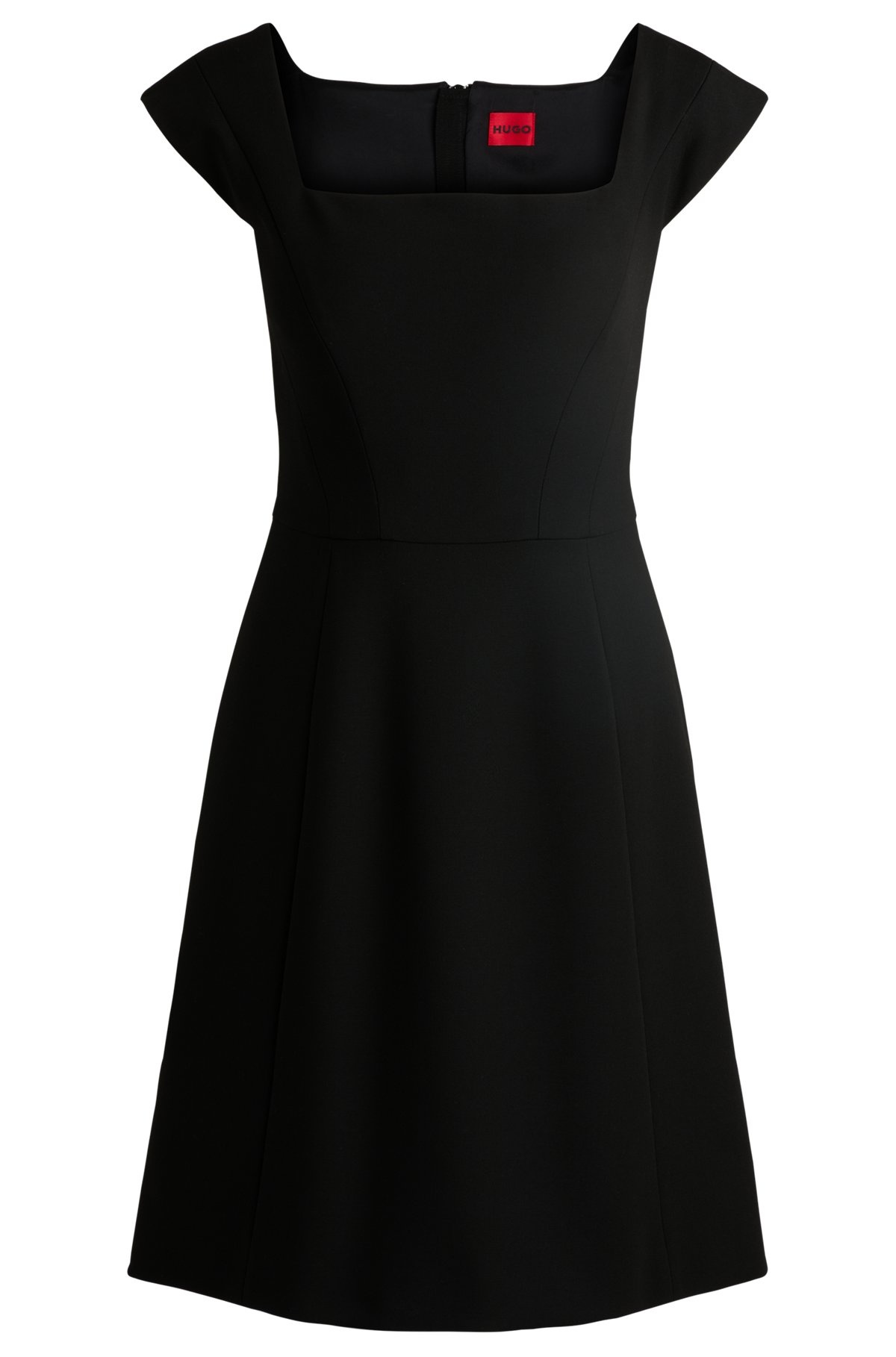 SQUARE-NECK DRESS IN STRETCH FABRIC - 1