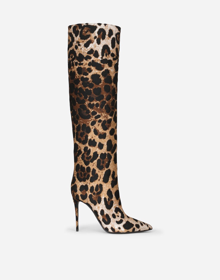 Leopard jacquard boots - 1