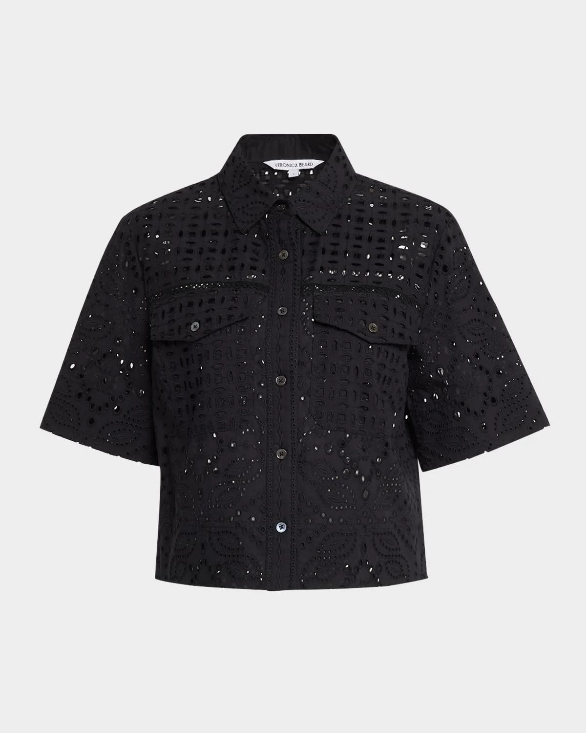 Spruce Button-Front Eyelet Top - 1