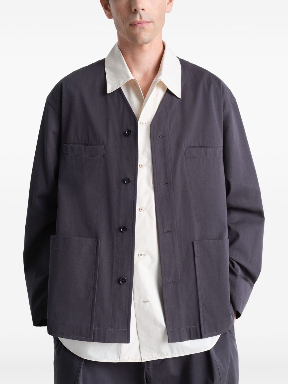 collarless overshirt - 3