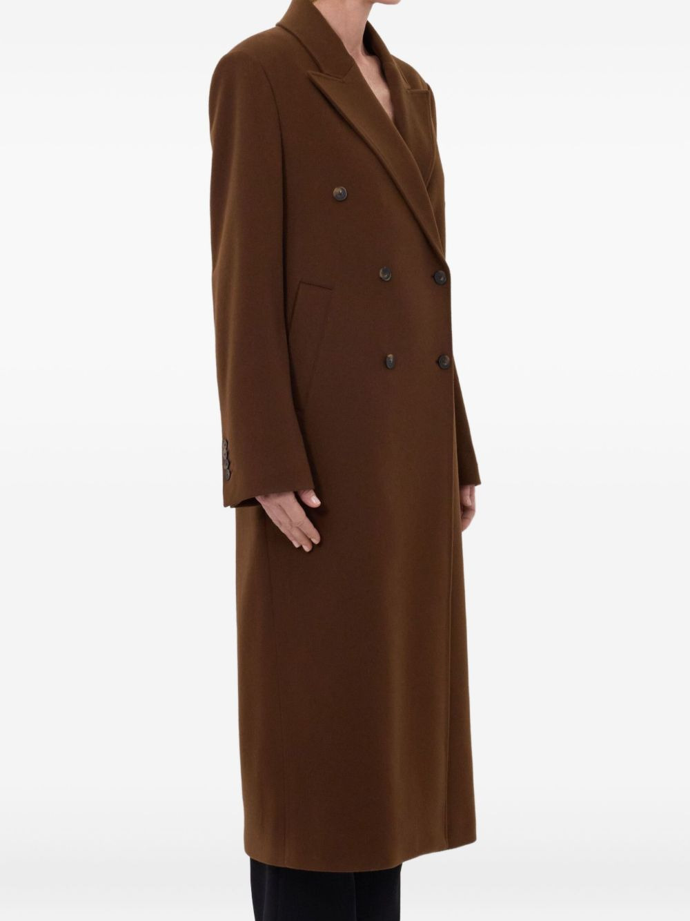 peak lapel double-breasted coat - 4