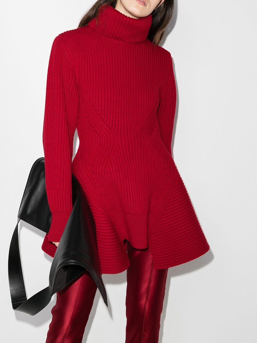 roll neck long line jumper - 2