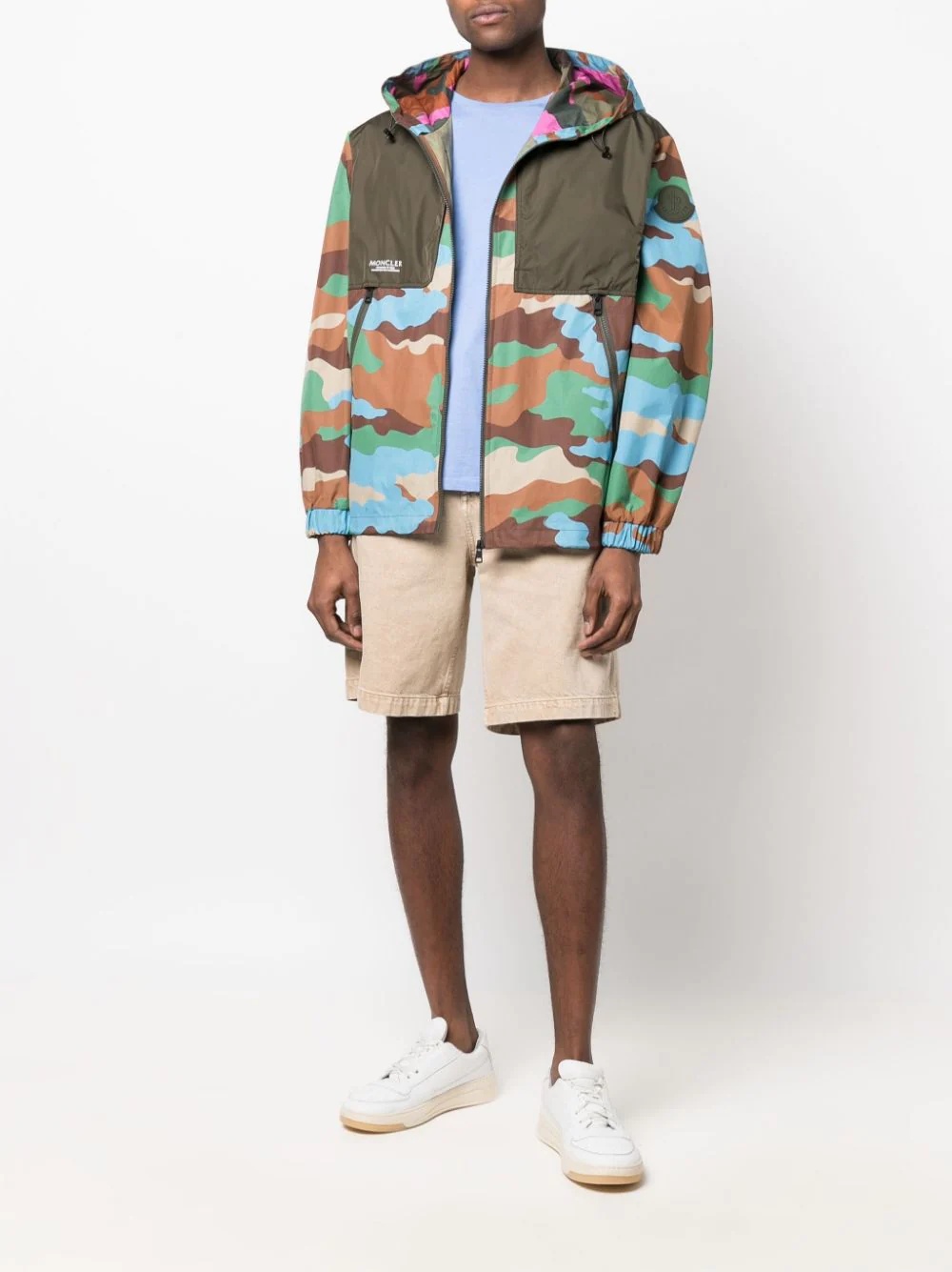 camo-print panelled hooded jacket - 2