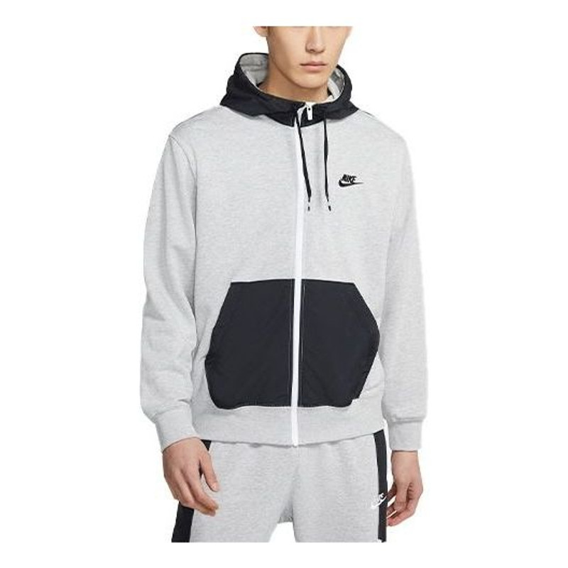 Nike Sportswear Cardigan Splicing Hooded Jacket Gray CZ9945-050 - 1