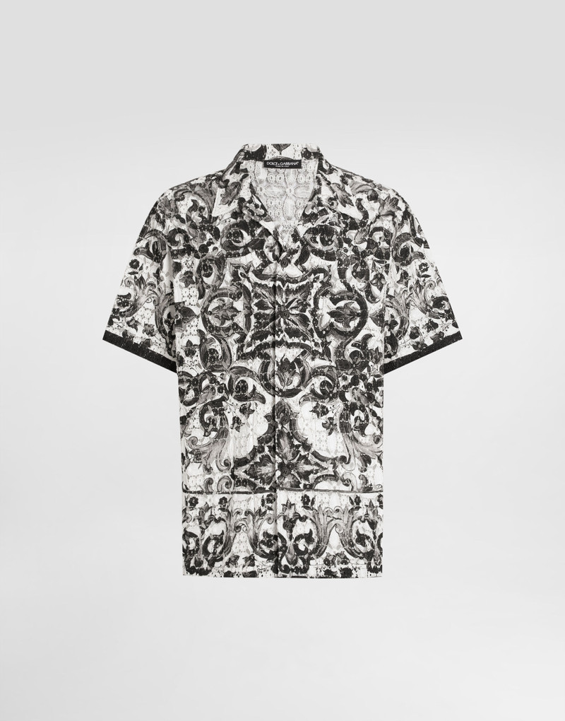 Majolica-print hawaii crochet lace shirt 1