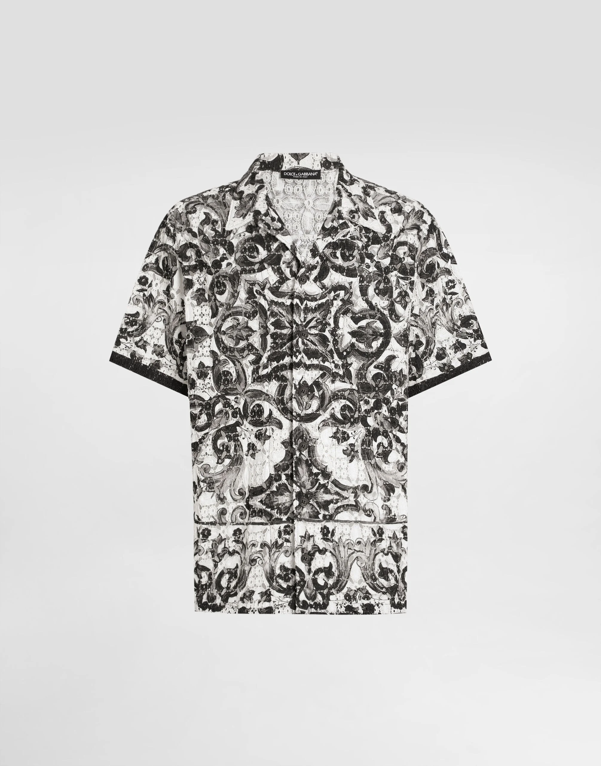 Majolica-print hawaii crochet lace shirt - 1