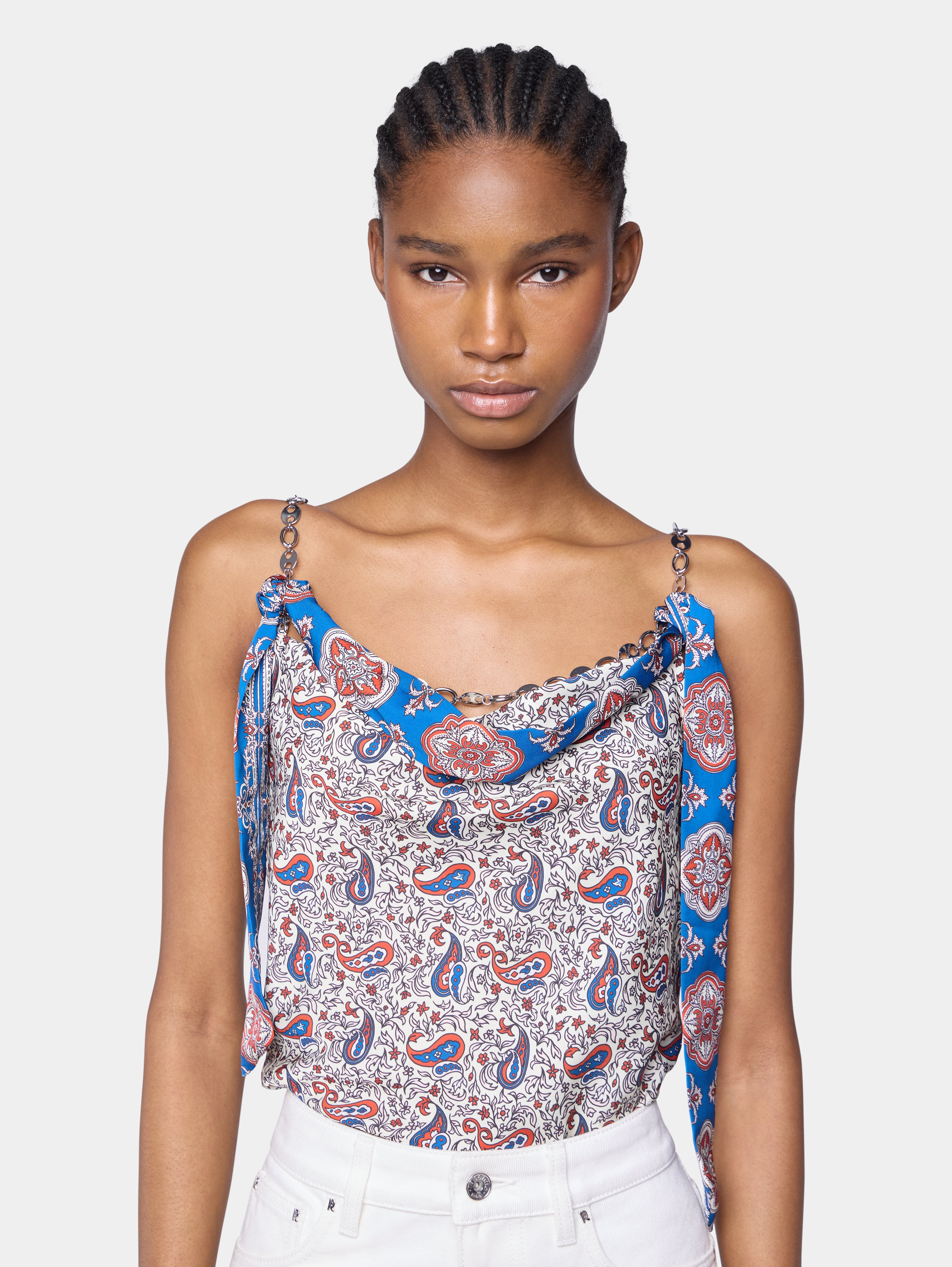 TANK TOP IN PRINTED SATIN - 4