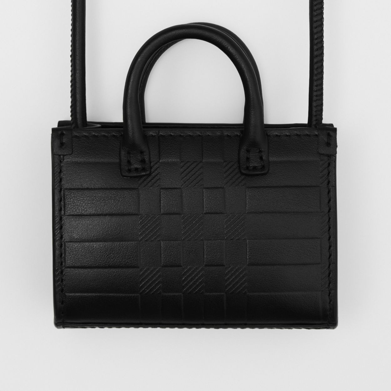 Embossed Check Leather Micro Bag - 2