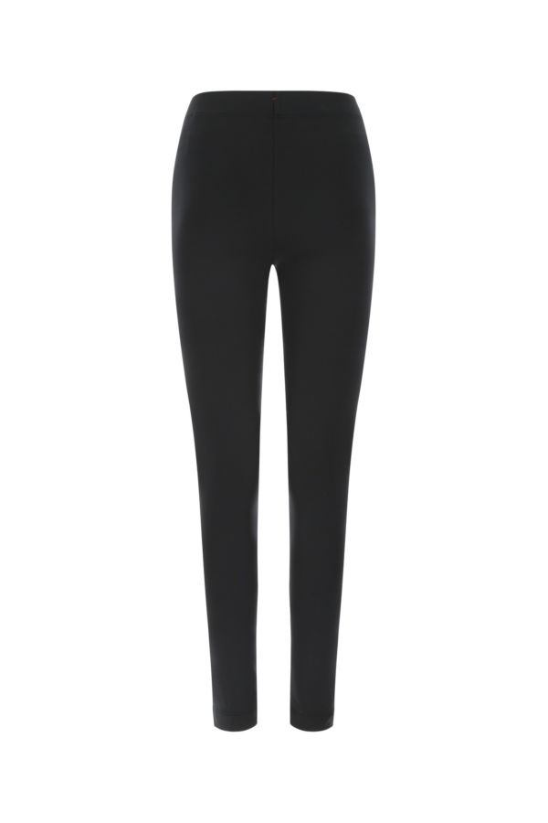 Black stretch polyester leggings - 2